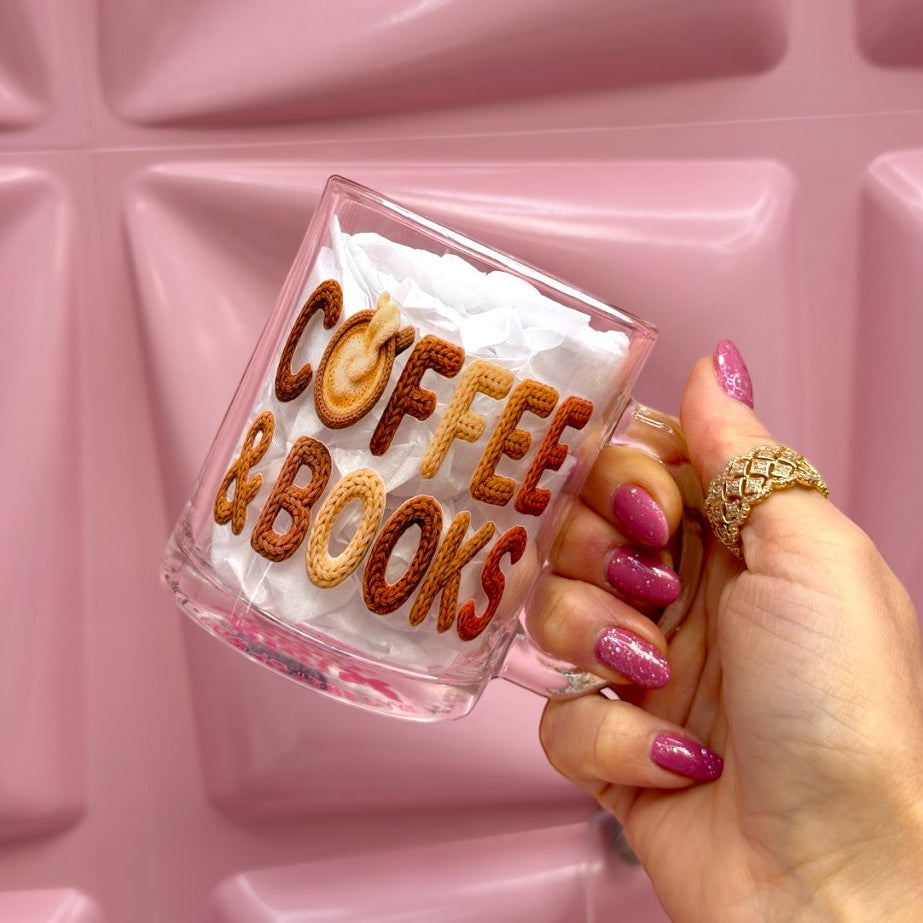 ☕️📚 Coffee & Books, Cozy Reader Vibes, 11oz Glass Mug
