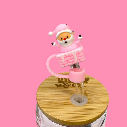 🎅🏻 Pink Santa Straw Topper 💖