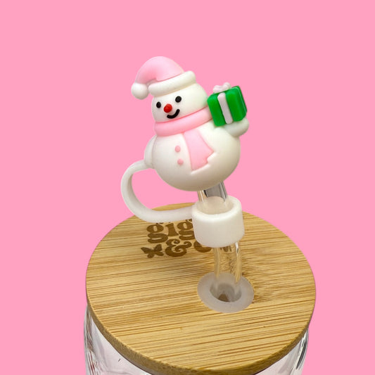 ☃️ Pink Snowman Straw Topper 💕