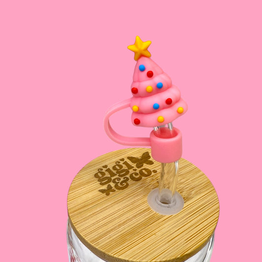 🎄 Pink Christmas Tree Straw Toppe💕