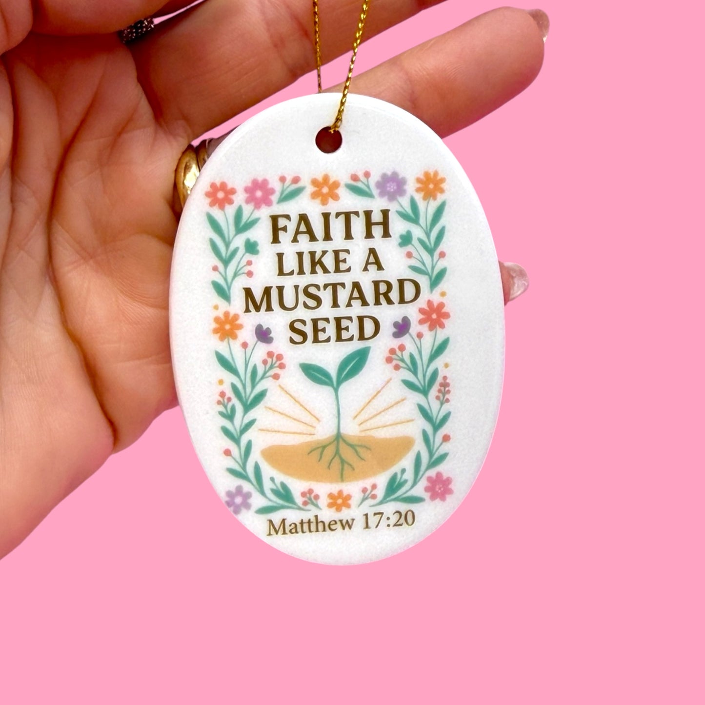 🌱 Faith Like a Mustard Seed Ceramic Ornament ✨