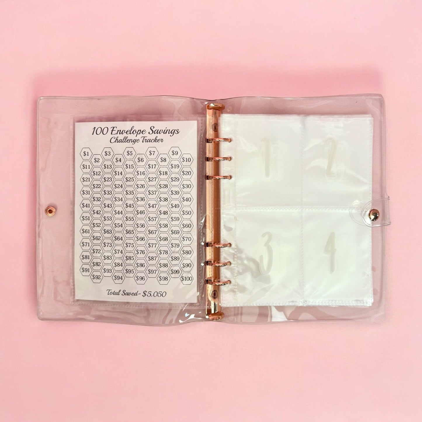 Rose Pink 100 Envelope Savings Challenge
