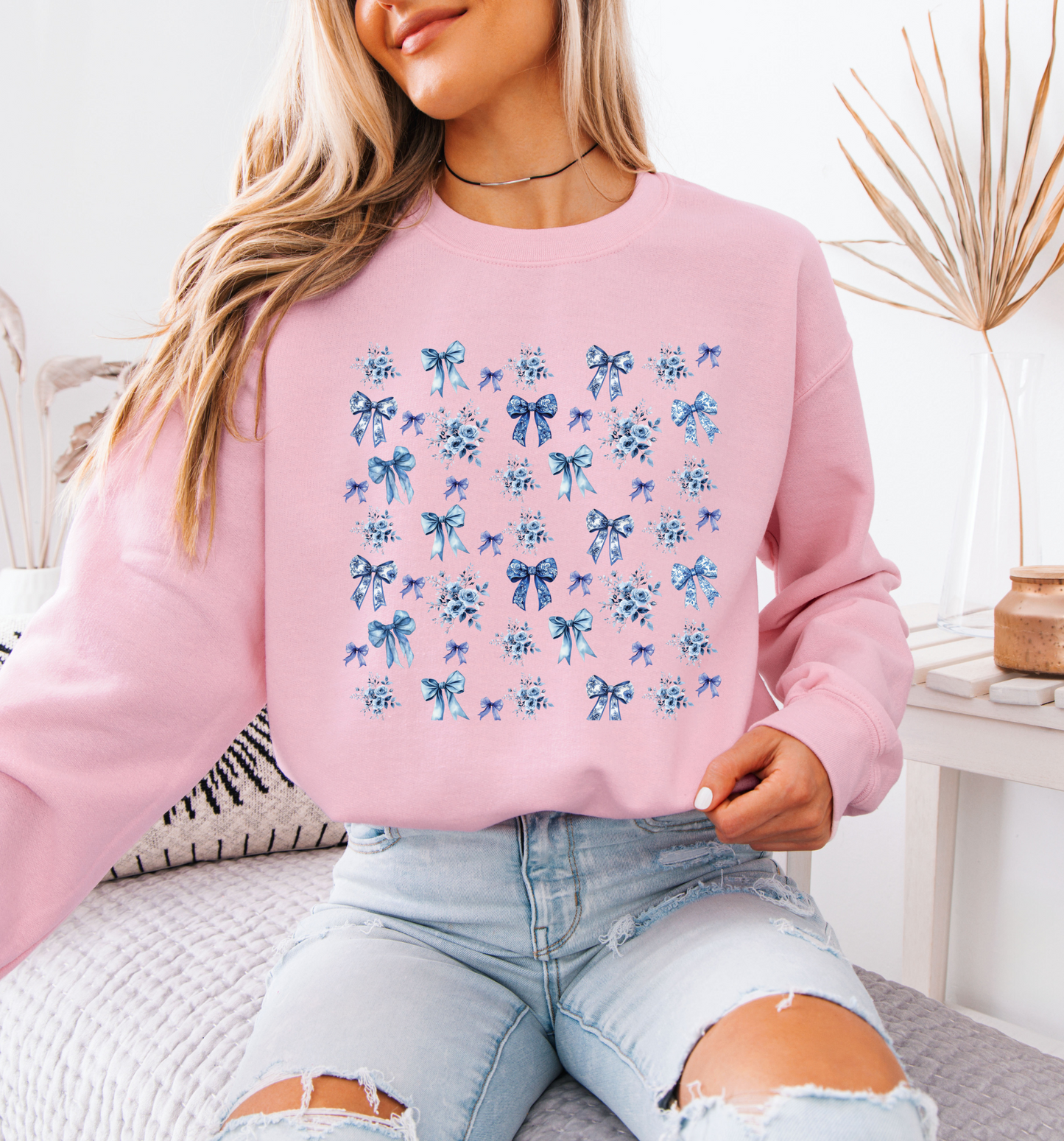 💙 Blue Ribbons & Florals Sweatshirt🎀