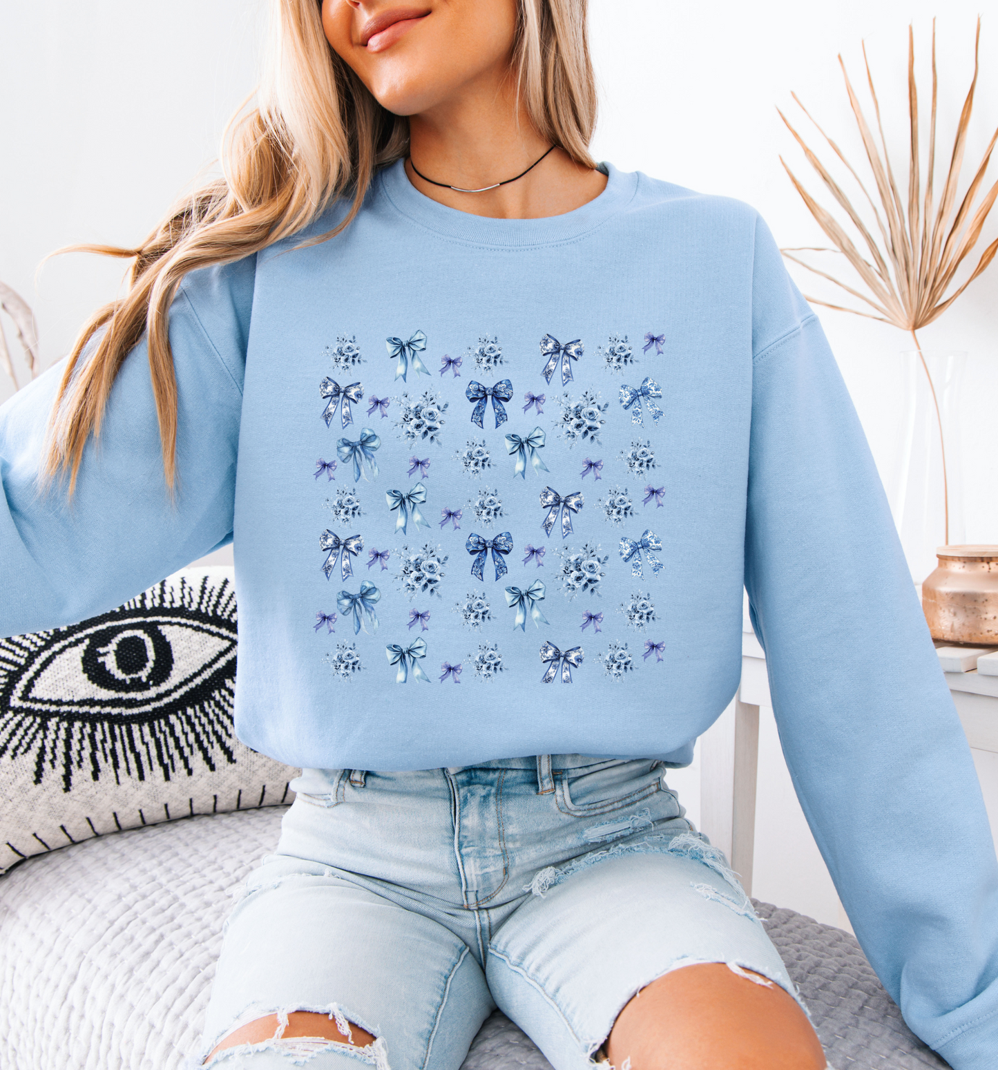 💙 Blue Ribbons & Florals Sweatshirt🎀
