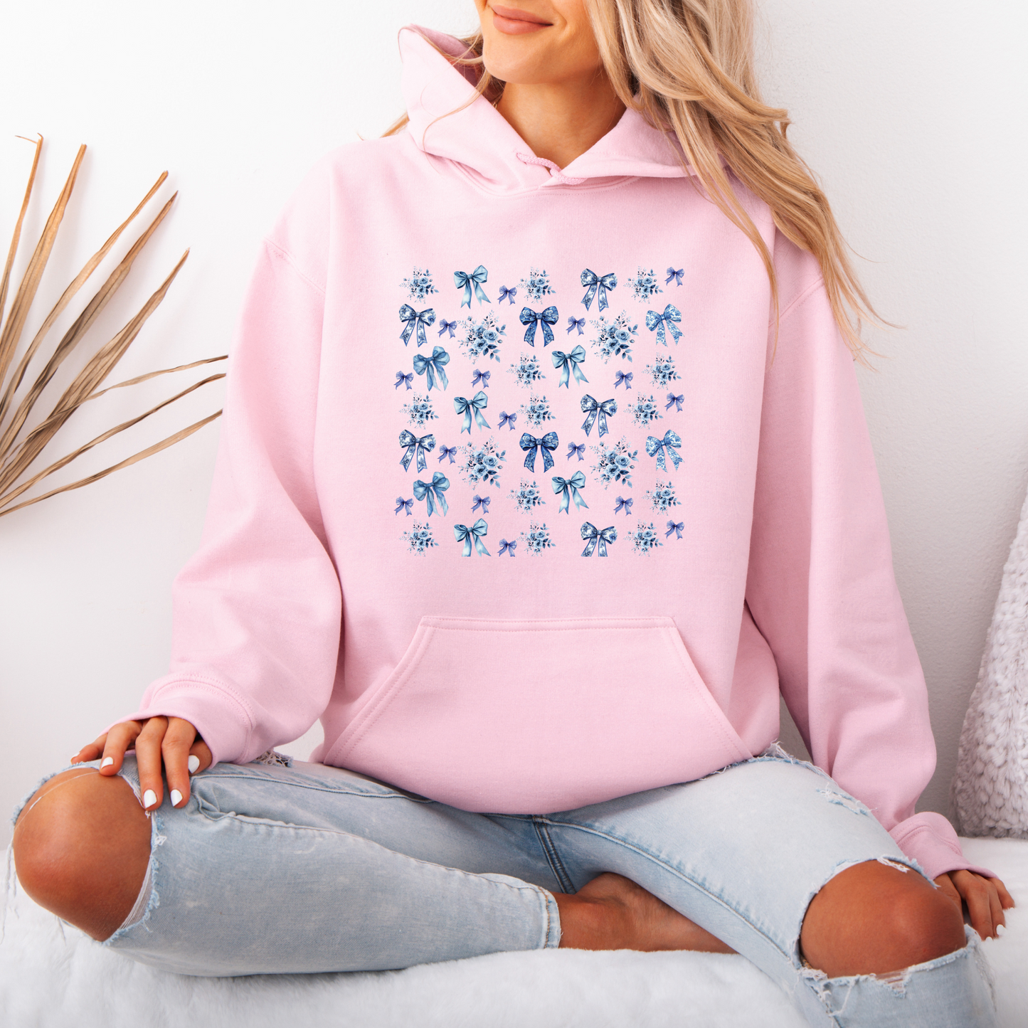 💙 Blue Ribbons & Florals Luxuriously Thick Hoodie🎀✨