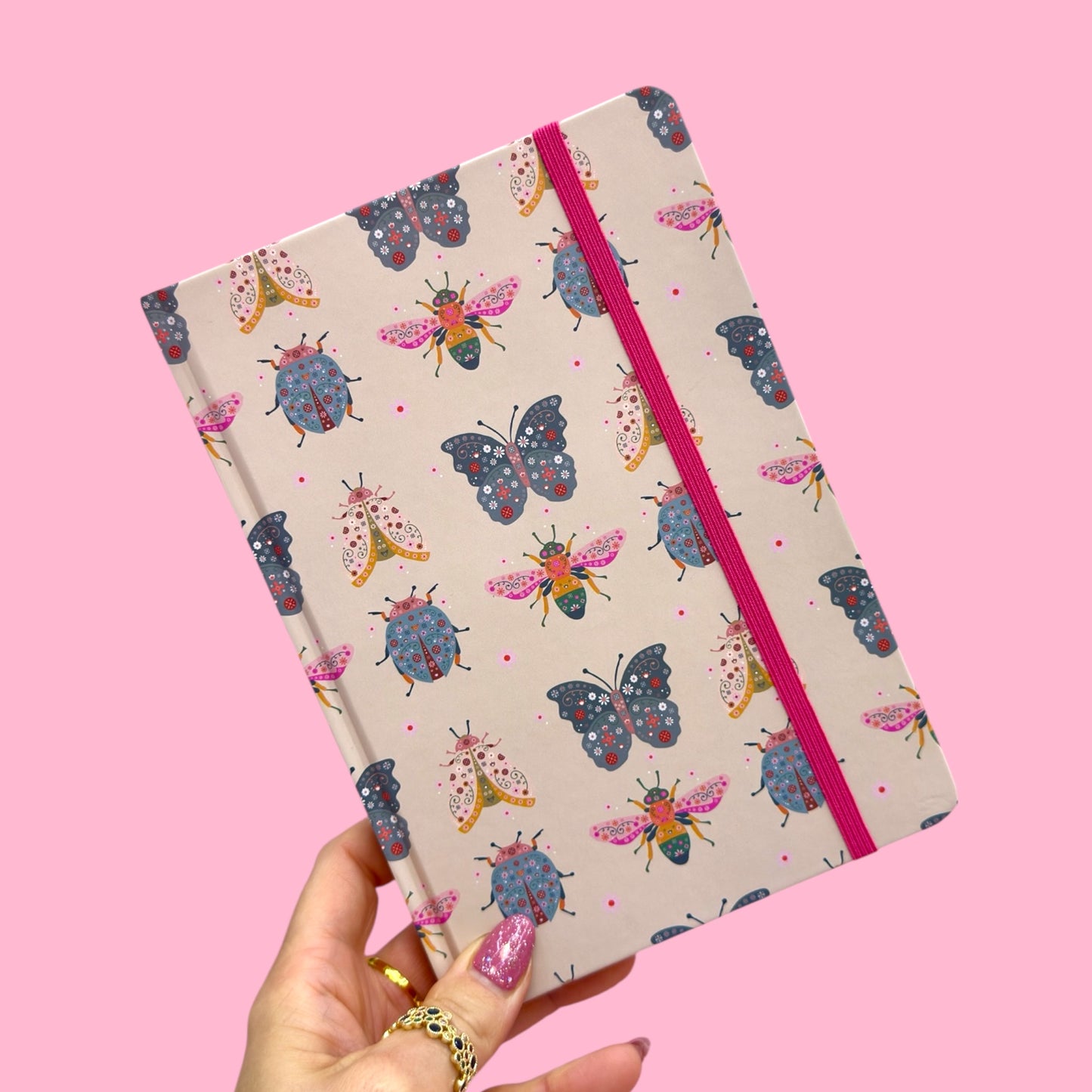🦋 Whimsical Bugs A5 Notebook | Butterfly & Bee Elastic Journal 📓✨