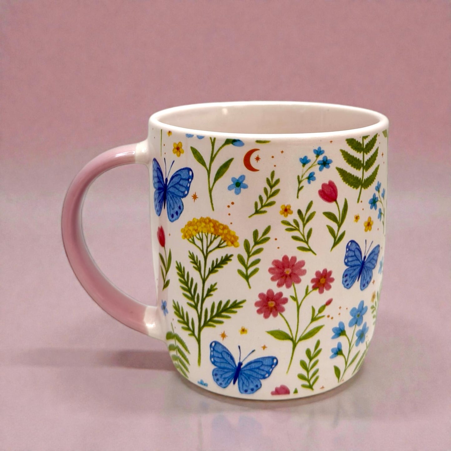 🦋✨ Butterfly Garden Floral Mug – 12oz🌸