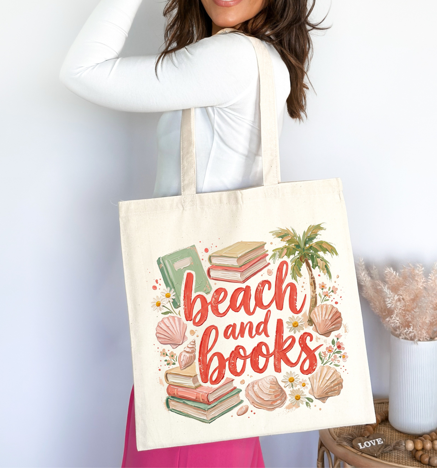 🏖️📚 Beach & Books Coastal Tote Bag