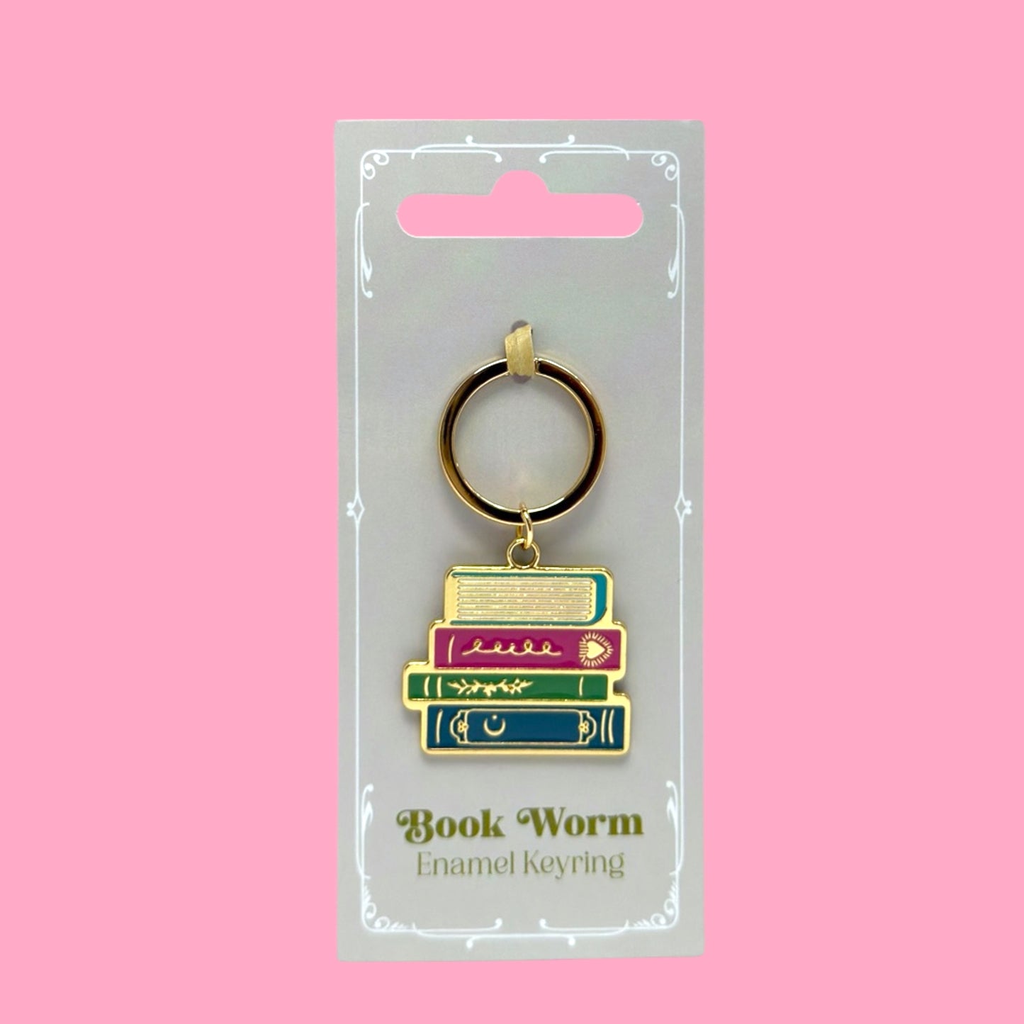 📚✨ Book Worm Enamel Keyring 🐛💛