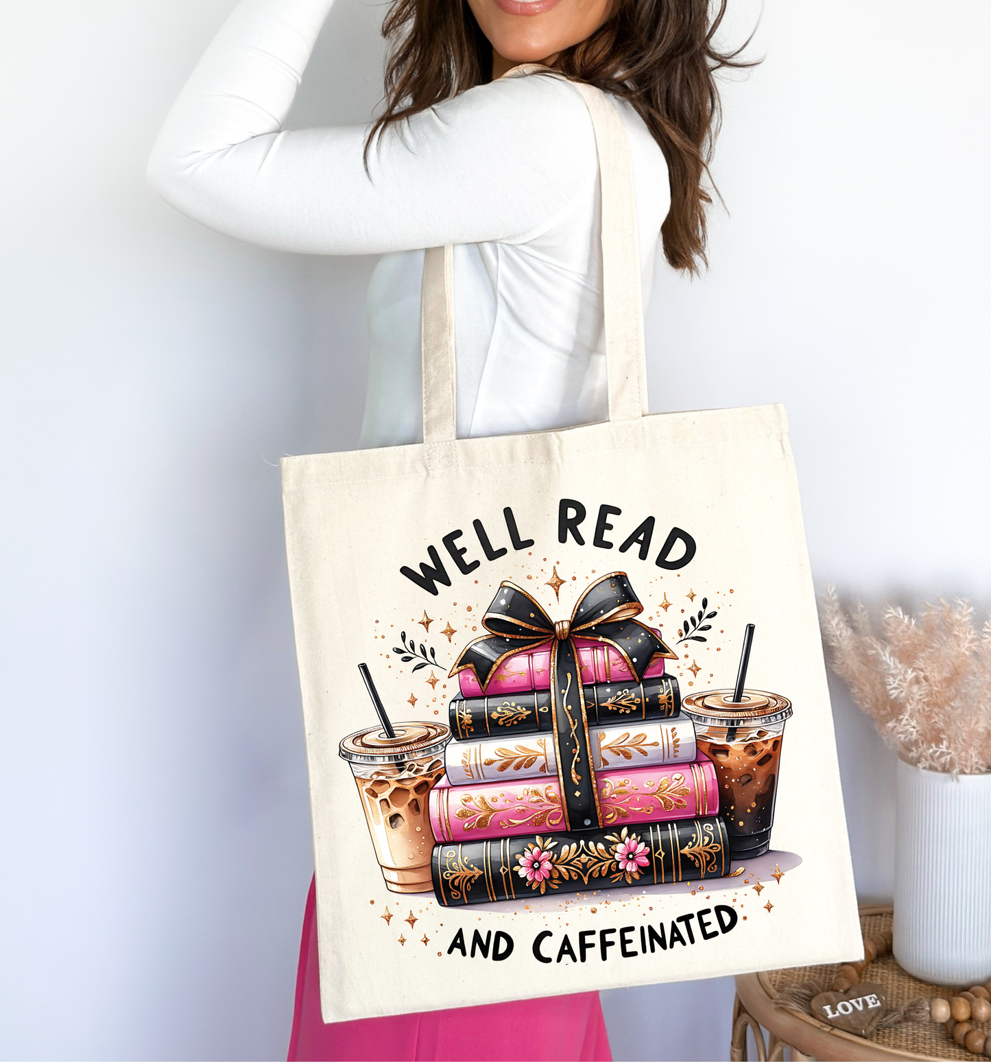๐โWell Read & Caffeinated Canvas Tote Bag โจ๐