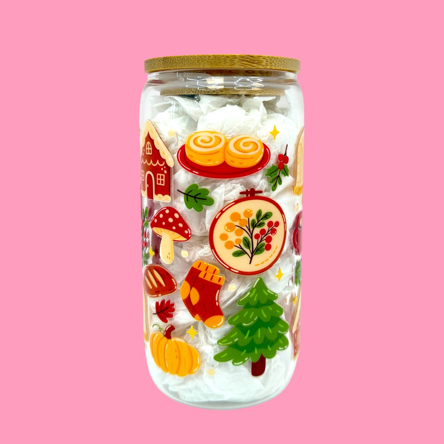 🍂 Cozy Fox 16oz Glass Cup 🦊✨