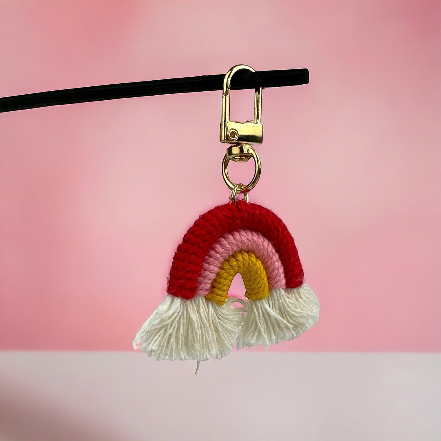 MACRAME RAINBOW GLITTER KEYRINGS