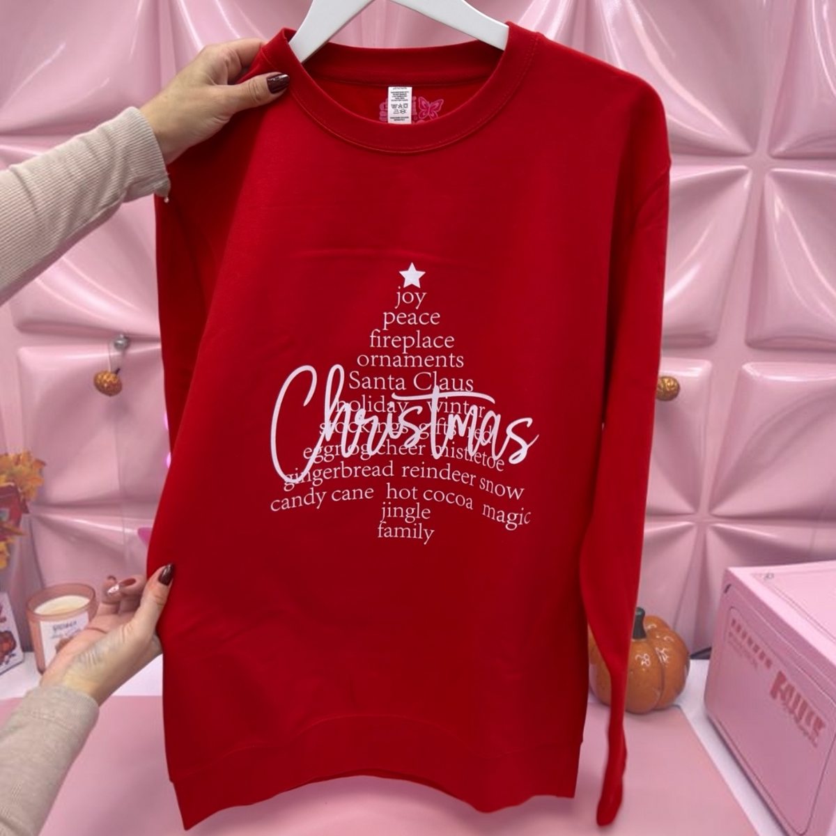 Christmas Words Tree Red Sweatshirt 🎄✨