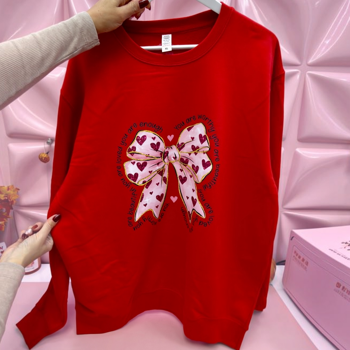 You Are Enough Bow Sweatshirt 🎀❤️