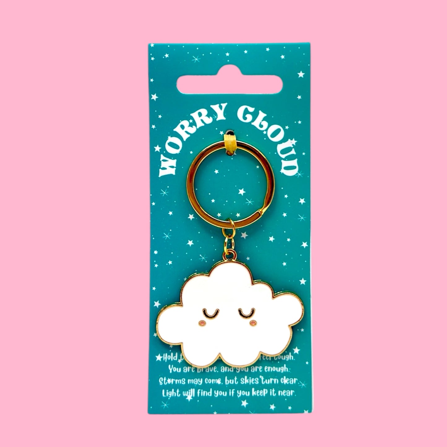 ☁️ Cute Cloud Enamel Keyring – Gold Keychain Charm ✨