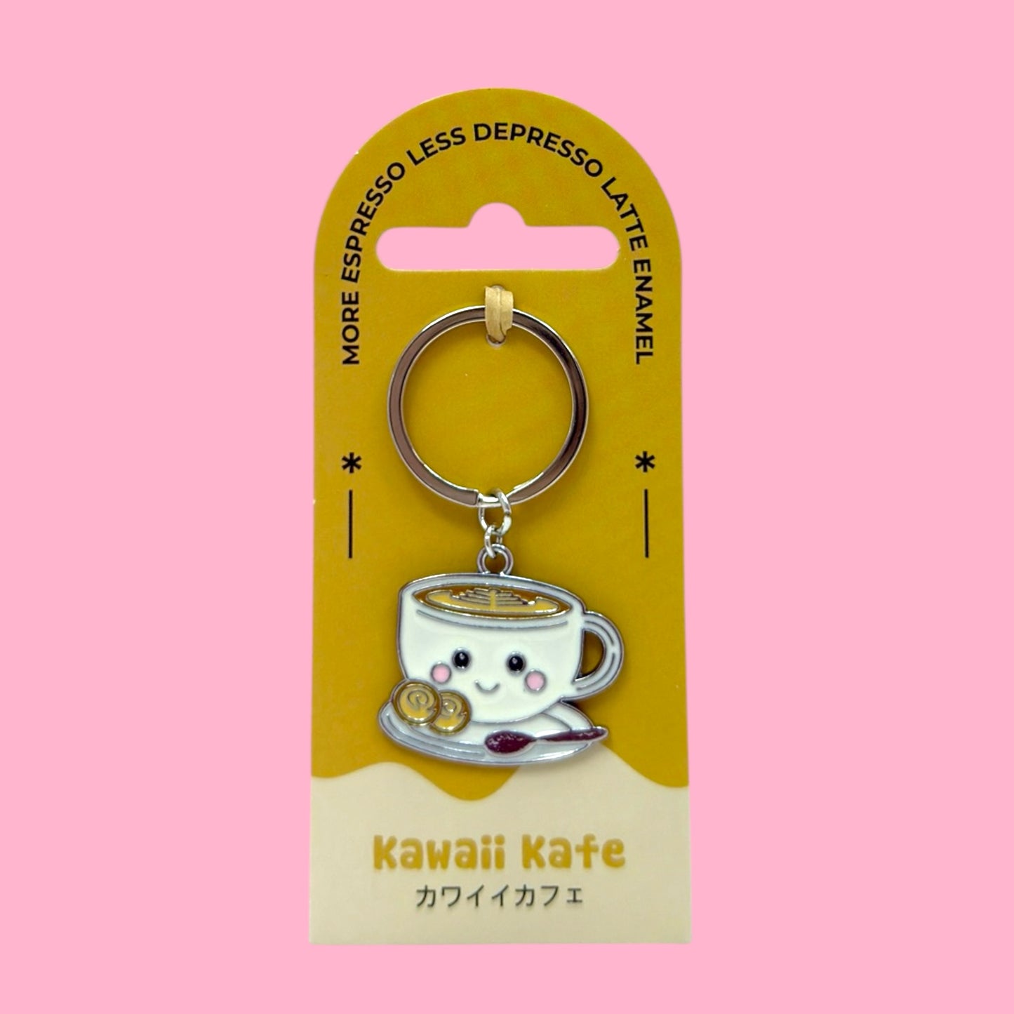 ☕️Kawaii Latte Enamel Keyring – Cute Coffee Cup Keychain ✨