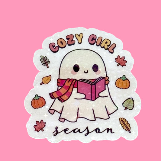 👻 Cozy Girl Season Holographic Sticker 🍂📖✨