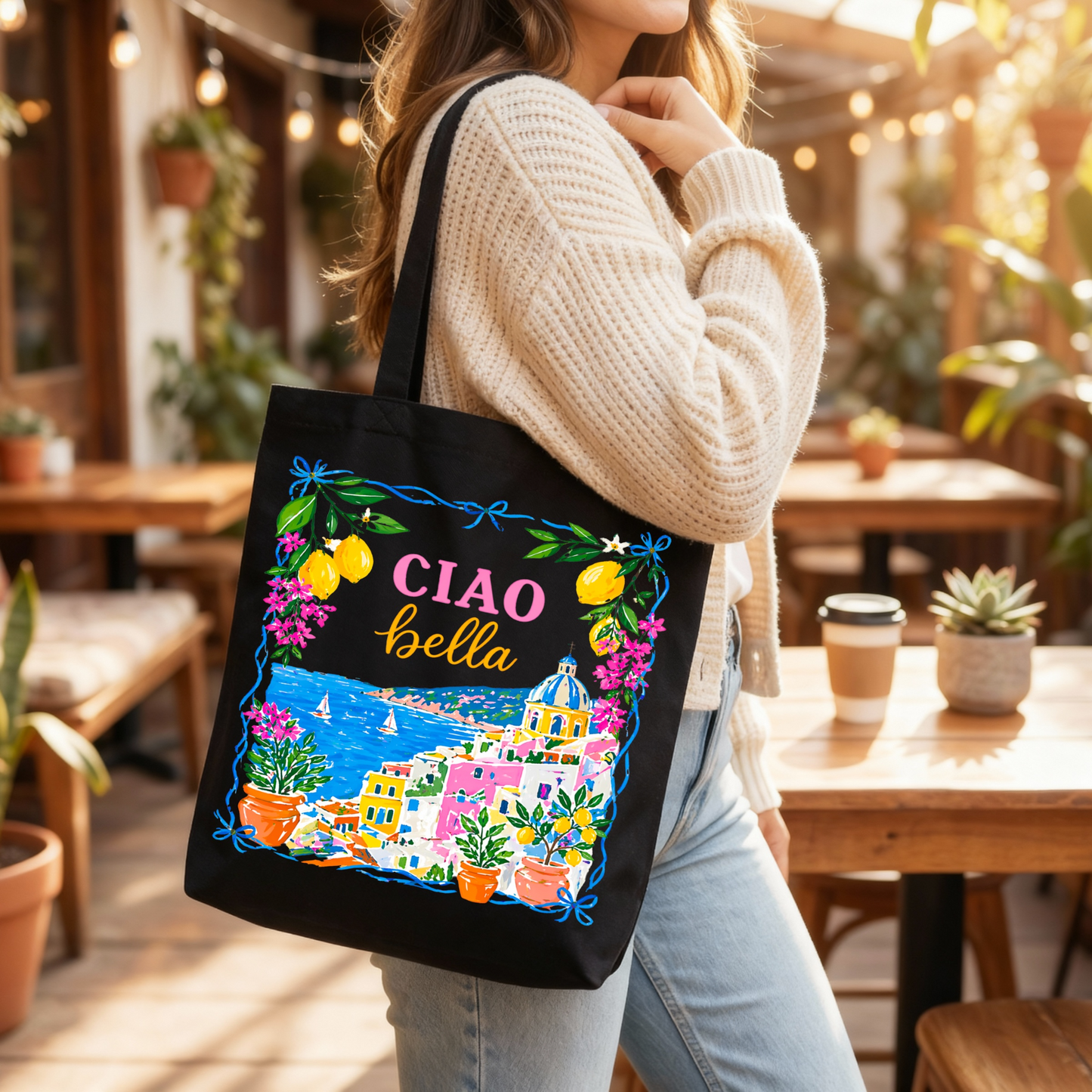 🍋🌊Ciao Bella Italian Summer Tote Bag ✨🍋🌸