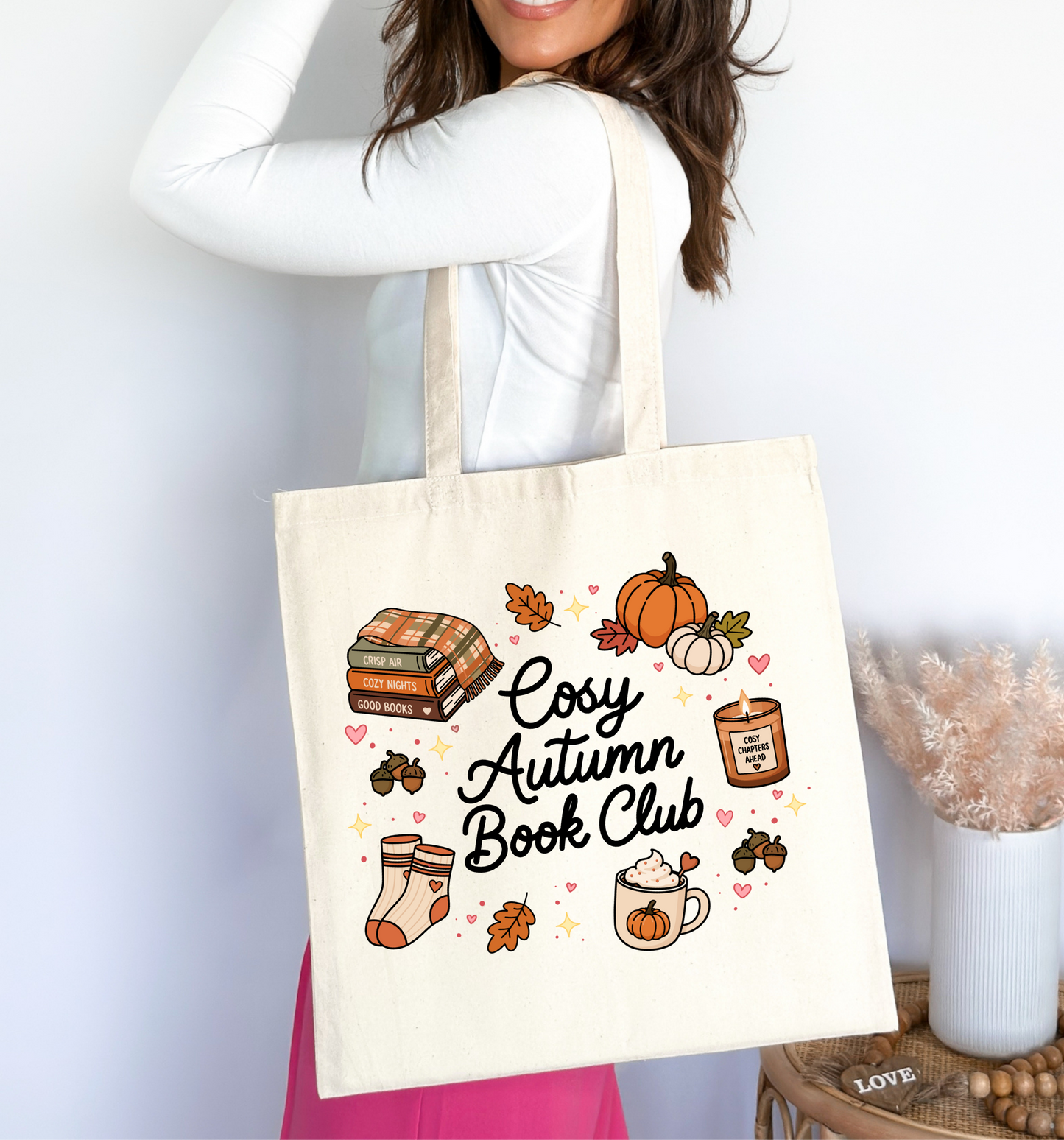 Cosy Autumn Book Club Tote Bag šš