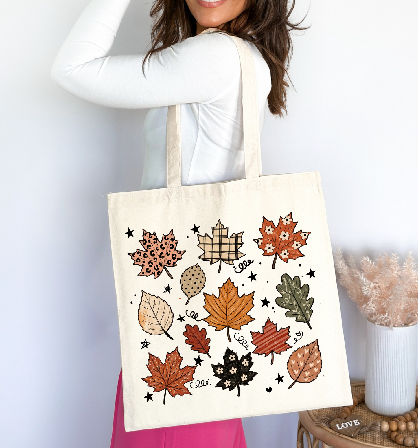 🍂✨ Whimsical Autumn Leaves Tote Bag 🍁🤎🌿