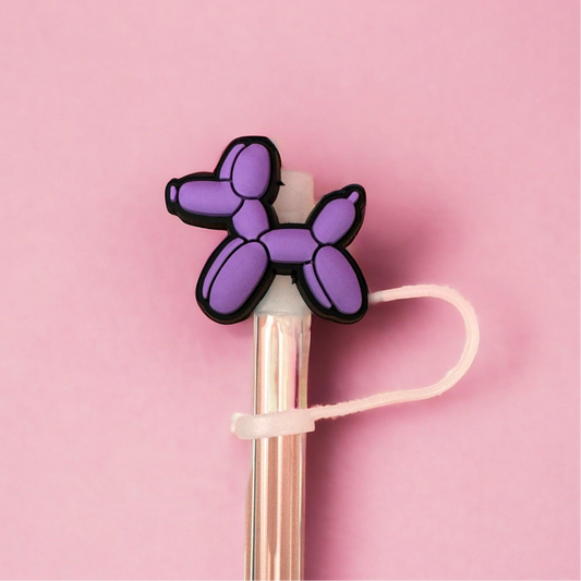 Purple Balloon Straw Topper