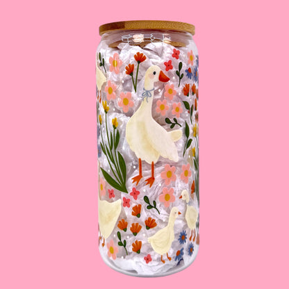 🪿Wildflower Goose 20oz Glass Cup🌸