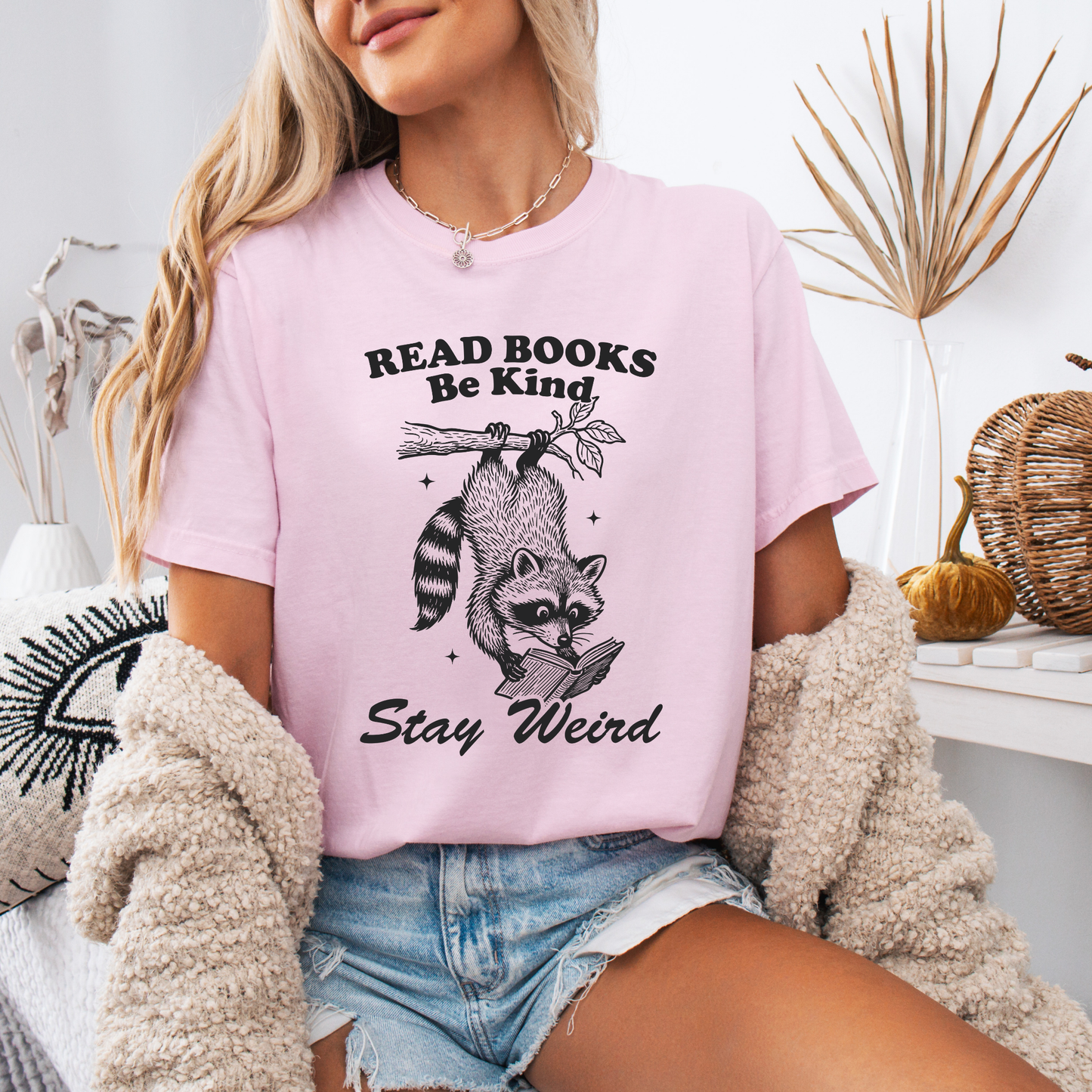 📚✨ “Stay Weird, Read Books” Raccoon Tee – Be Kind & Quirky Vibes 🦝💚