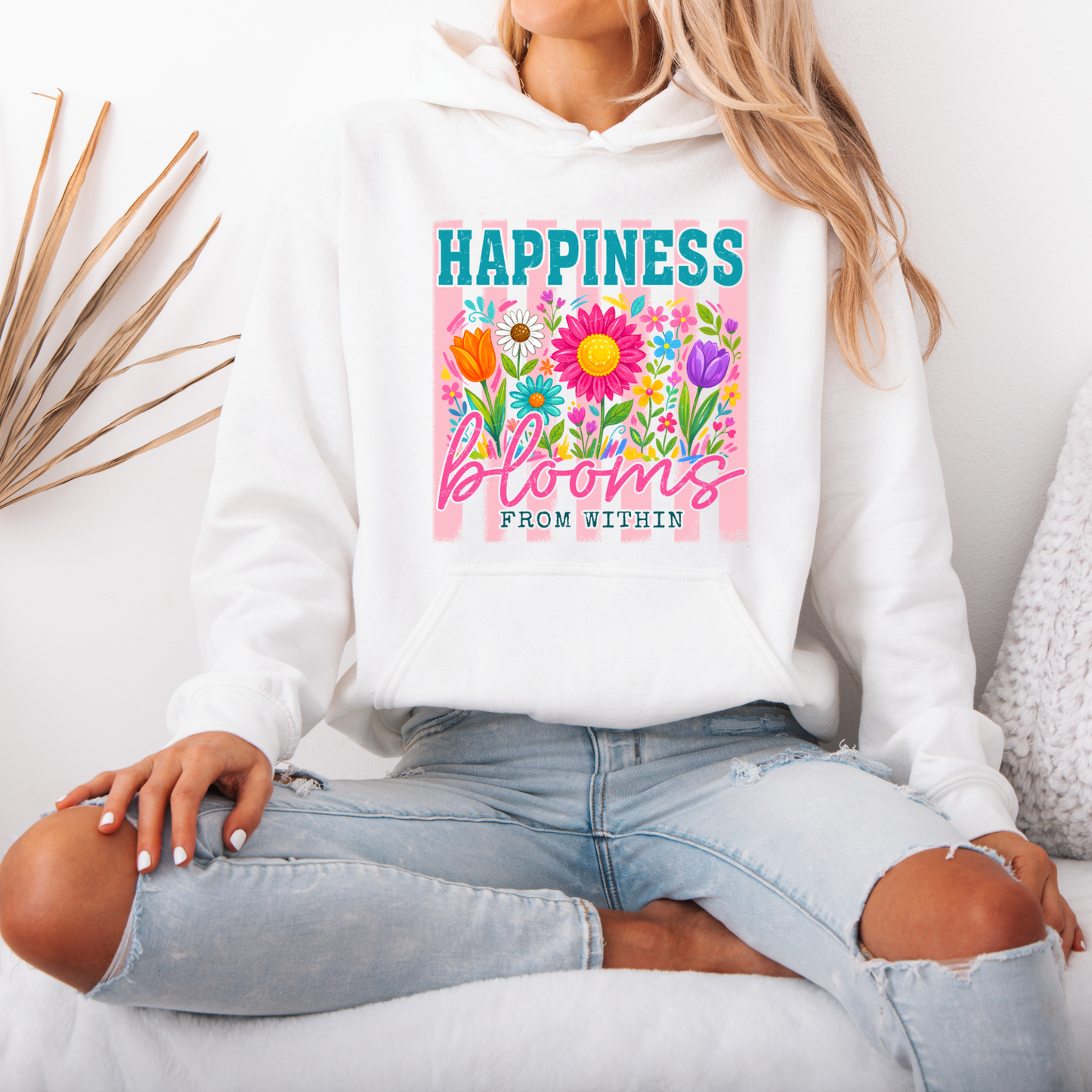 🌸✨ Happiness Blooms From Within Cozy Hoodie 🌼💖🌷