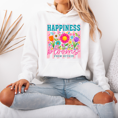 🌸✨ Happiness Blooms From Within Cozy Hoodie 🌼💖🌷