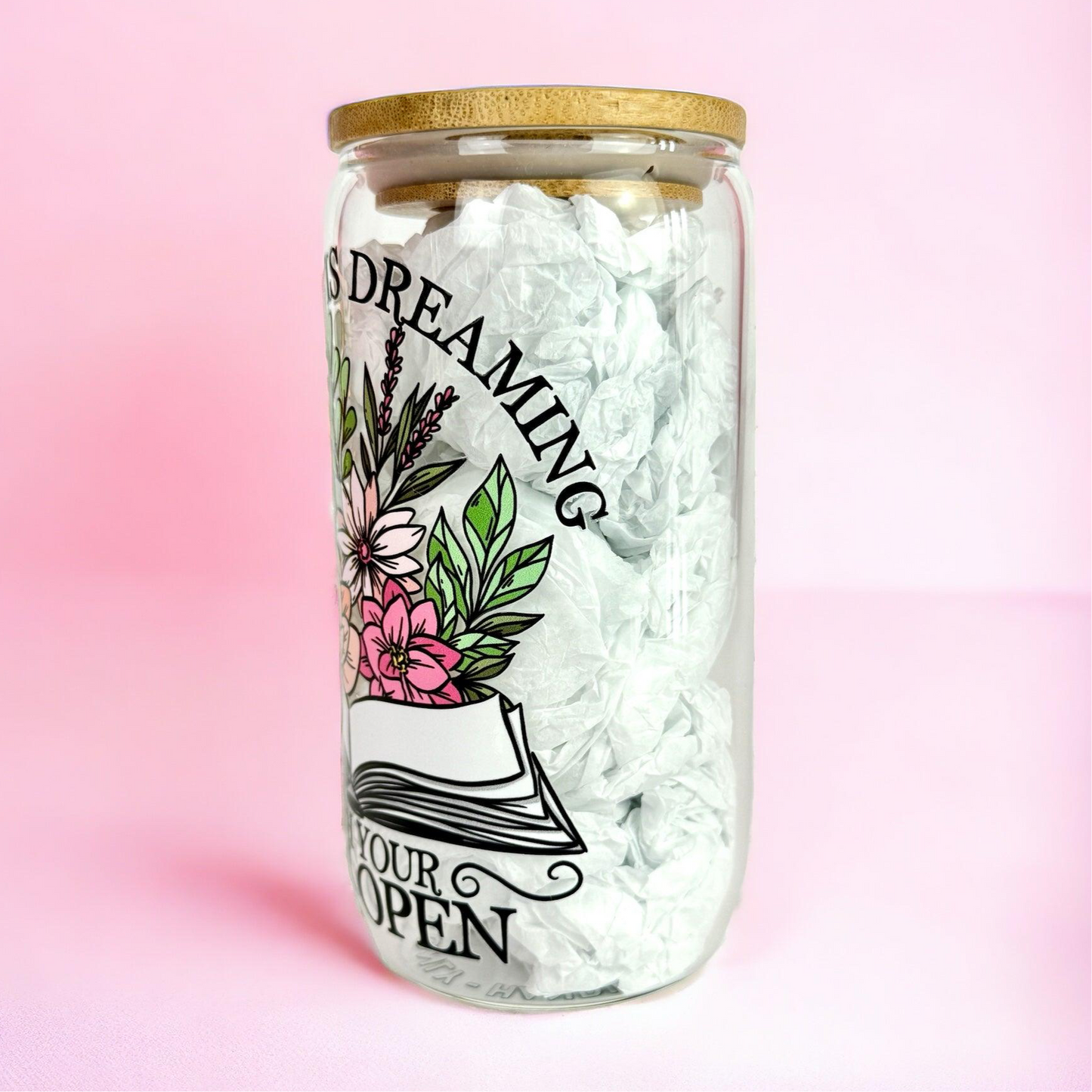 Reading is Dreaming 16oz (455ml) Iced Coffee Glass Cup