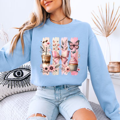🩷☕ Coquette Coffee & Cupcake Sweatshirt 🎀🦋