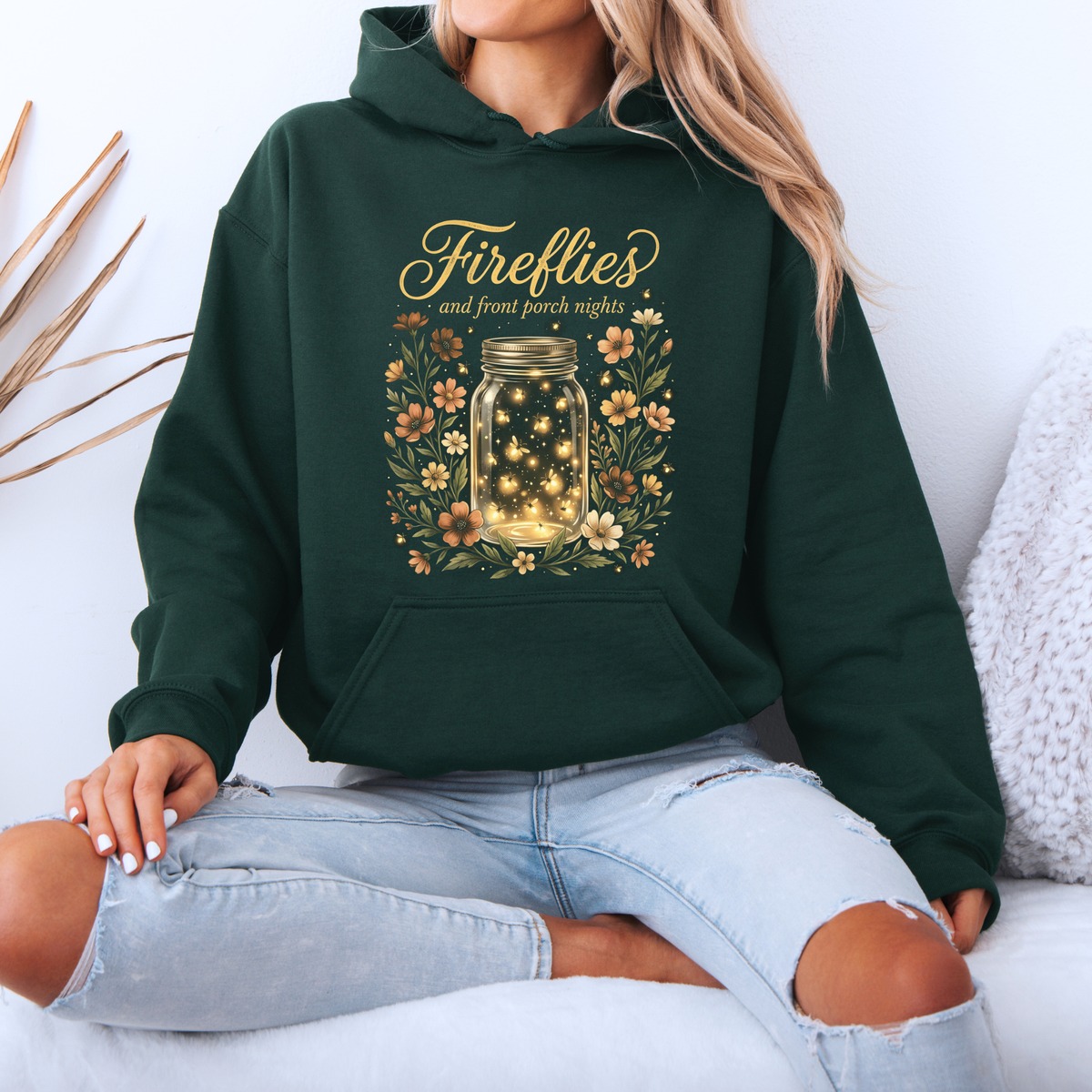 ✨🐞 Fireflies & Front Porch Nights Cozy Hoodie 🌙🌼💛