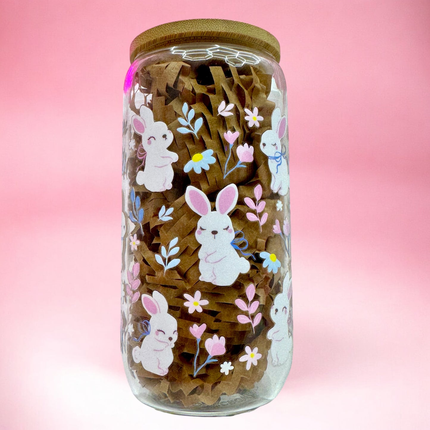 🐰🌸 Sweet Spring Bunny 16oz Glass Cup 🌿💗