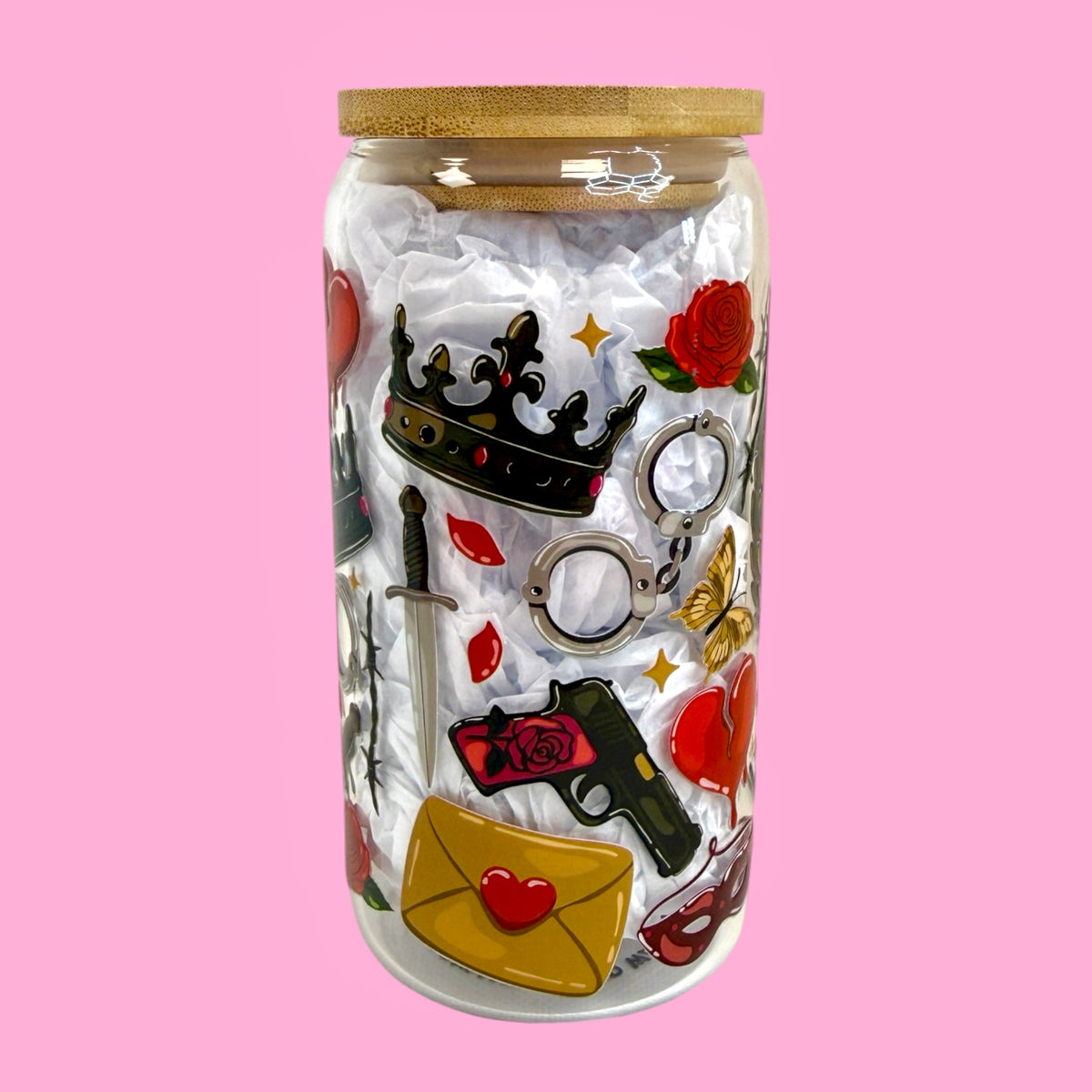 🥀Twisted Romance 16oz Glass Cup 🗡️