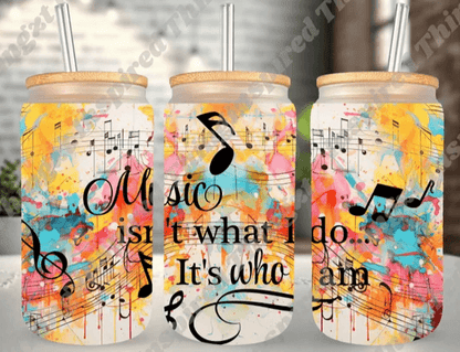 Music is who I'am 16oz (455ml) Iced Coffee Glass Cup