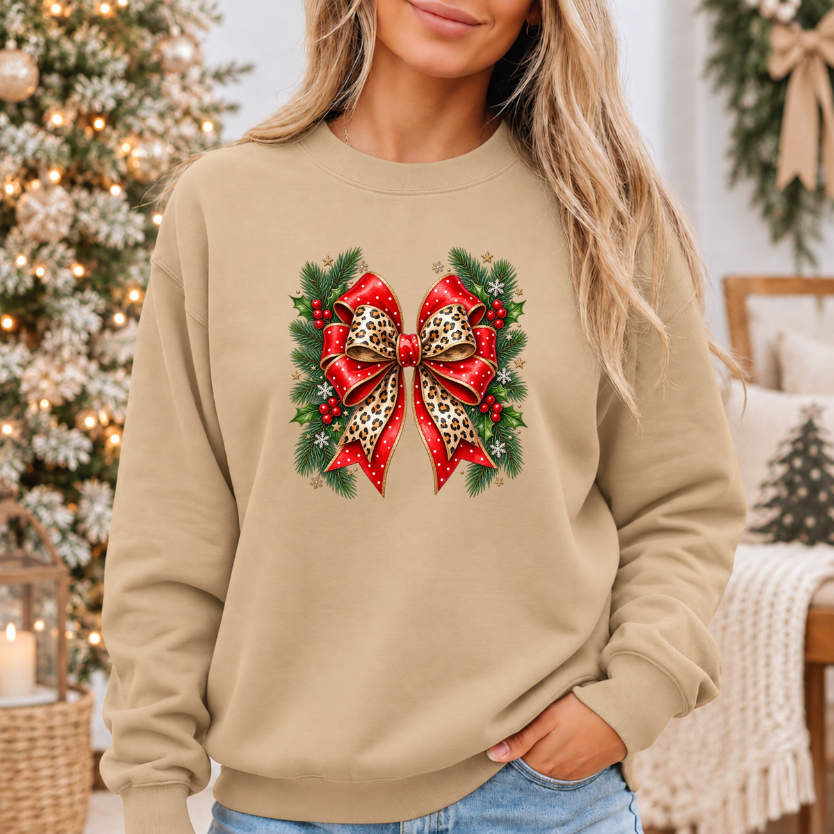 Wildly Merry Christmas Bow 🎀🎄✨  Cosy Christmas Sweatshirt
