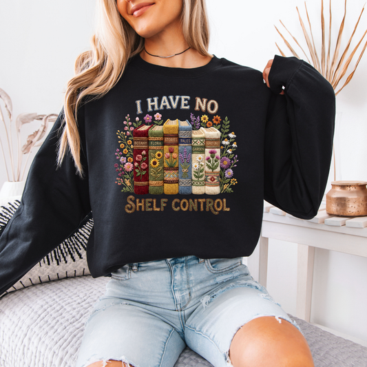 📚🌸 “No Shelf Control” Book Lover Floral Organic Cotton Sweatshirt✨