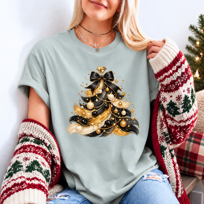 Midnight Glam Christmas Tree ✨🖤 Organic Cotton Christmas T-Shirt