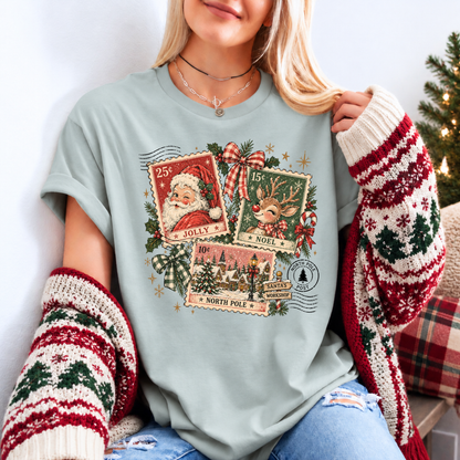 Vintage North Pole Post 🎅🏻🎄 Organic Cotton Christmas T-Shirt