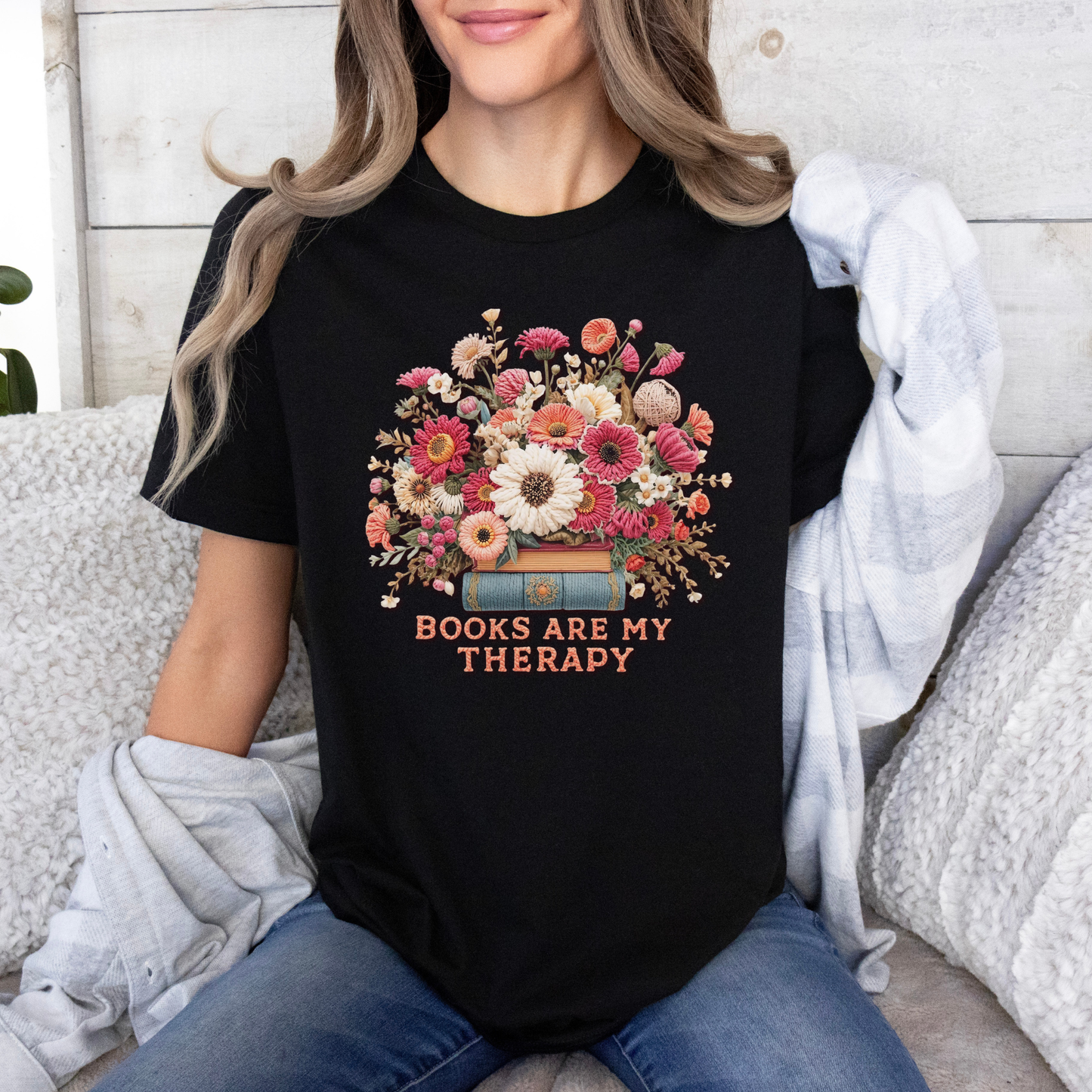 Books Are My Therapy📚🌸 t-shirt 100% Organic Cotton