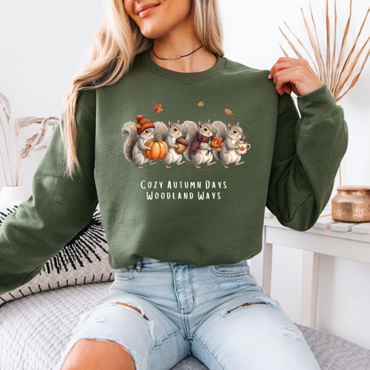 🐿️ Cozy Autumn Days Woodland Ways Sweatshirt 🍂🎃
