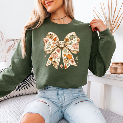 🎃🎀 Pumpkin Bow Fall Soft Sweatshirt 🍂✨