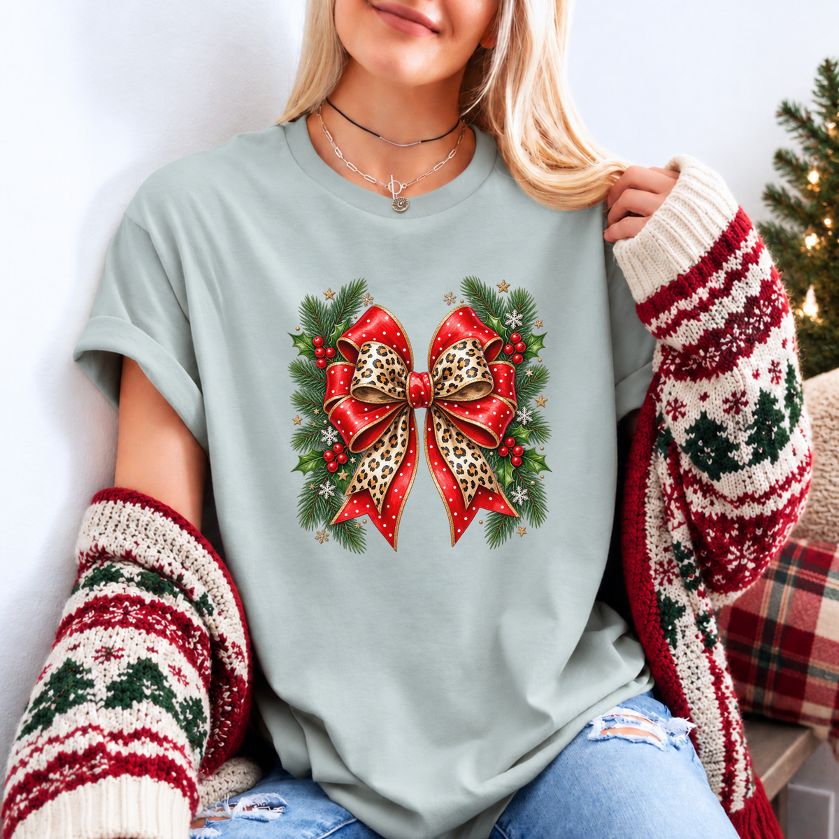 Wildly Merry Christmas Bow 🎀🎄✨ Organic Cotton Christmas T-Shirt