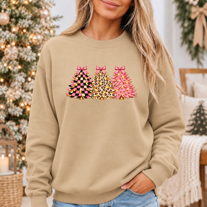 Pink, Wild & Bow-tiful Christmas Trees 🎀🎄✨ Cosy Christmas Sweatshirt