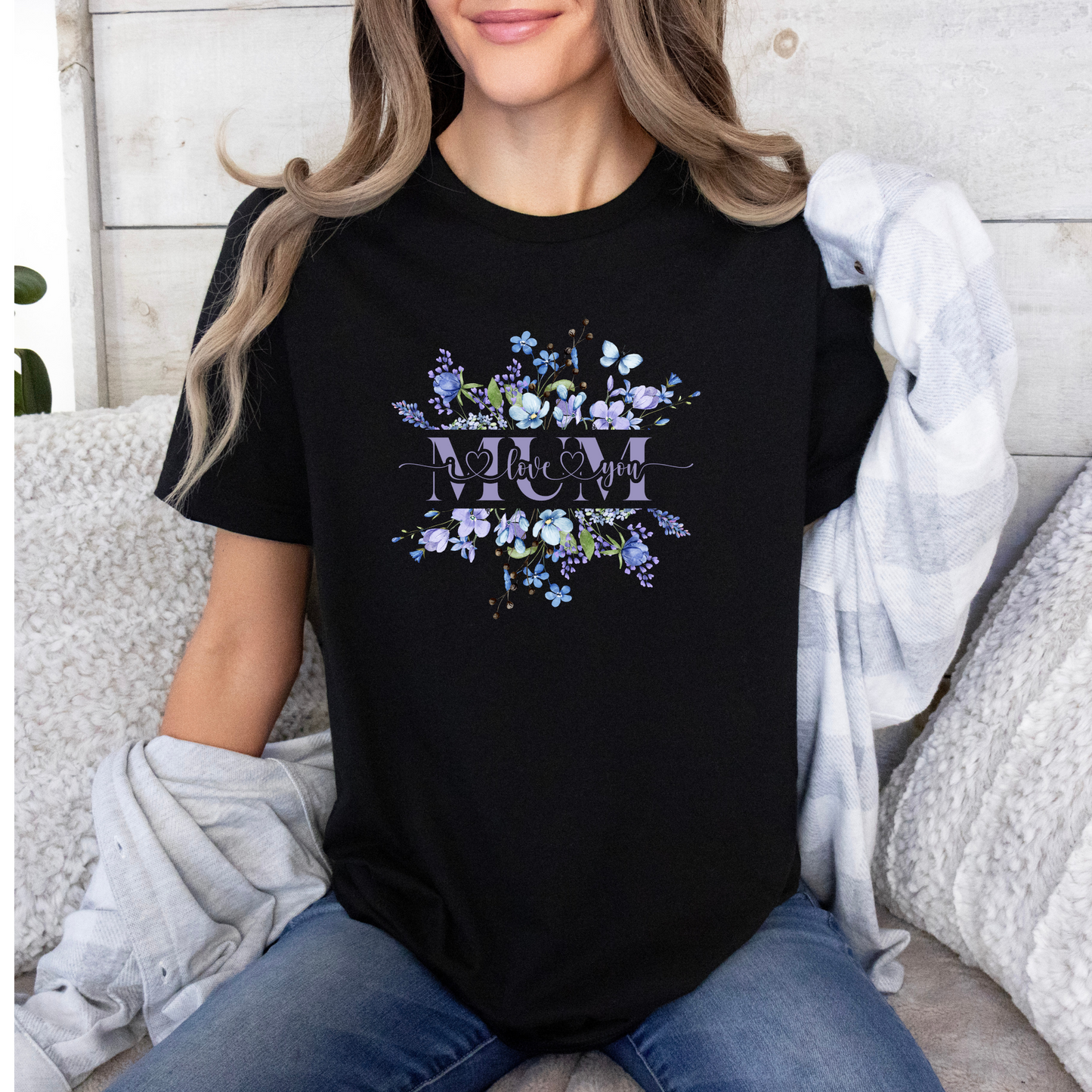 Mom I Love You Floral Heart T-shirt  💐💙