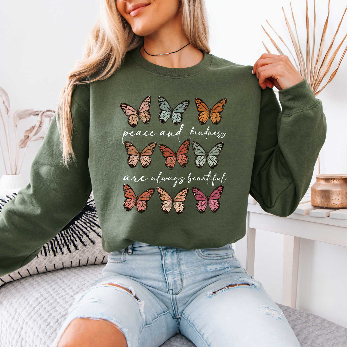 Peace & Kindness Butterfly Graphic Sweatshirt 🦋✨