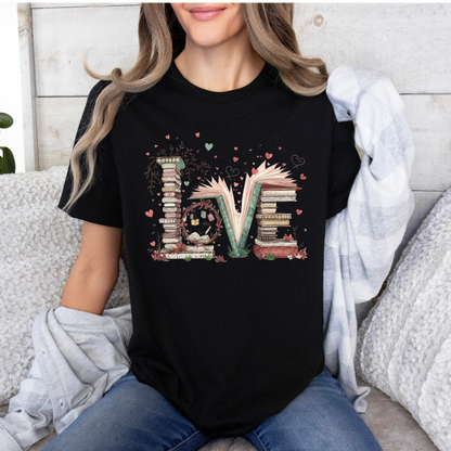 Literary Love Book Stack T-Shirt ✨