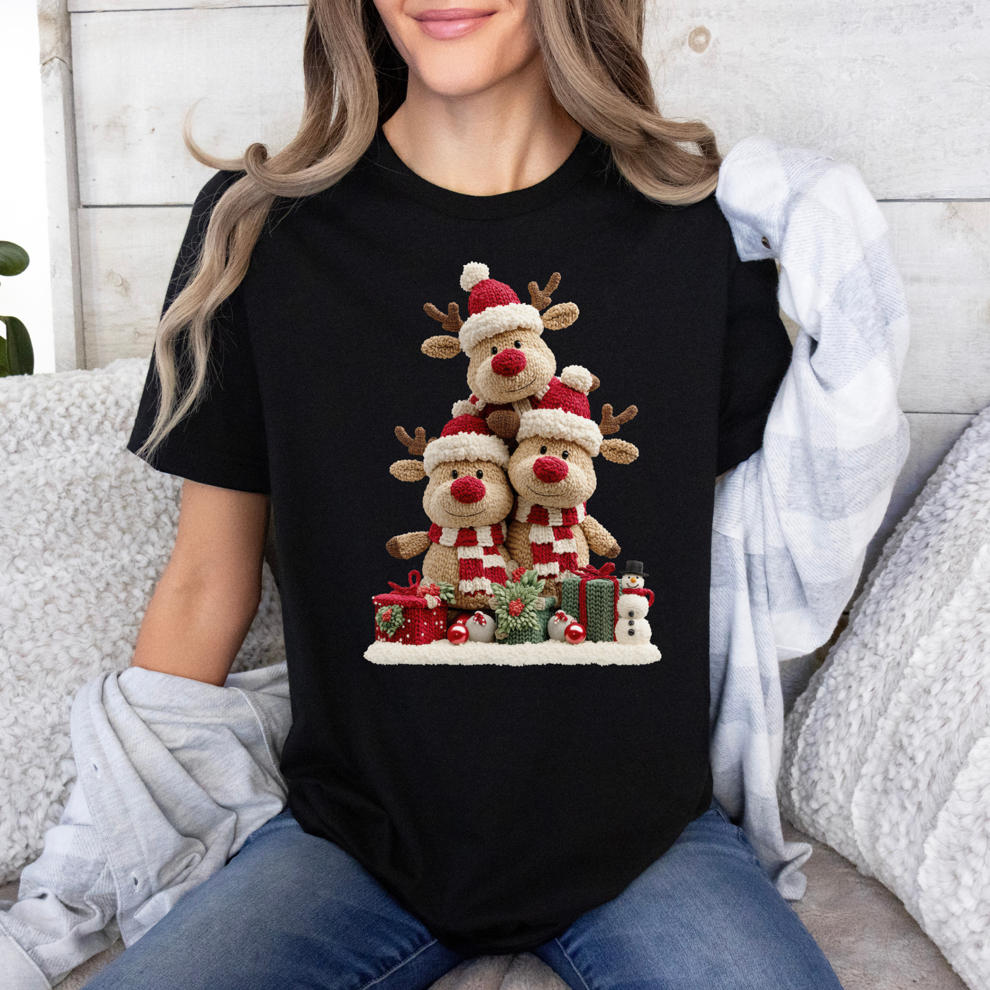 🦌✨ Cozy Reindeer Stack ✨🦌  100% Organic Cotton T-Shirt