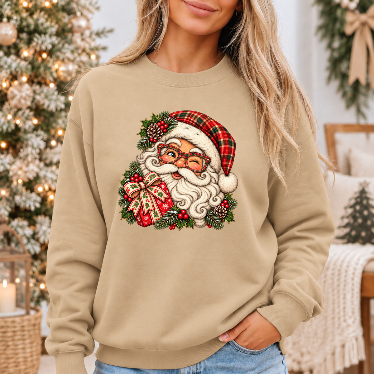 Santa's Merry Little Wink 🎅🎄✨ Cosy Christmas Sweatshirt