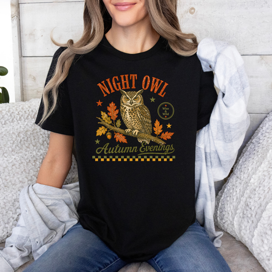 🦉 Night Owl Autumn Evenings T-Shirt 🍂✨